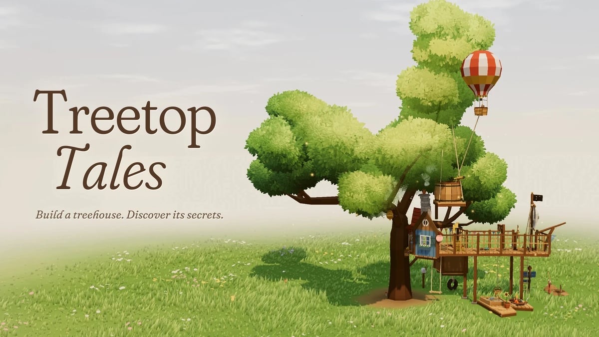 A cosy treehouse built block by block in a giant tree in Treetop Tales